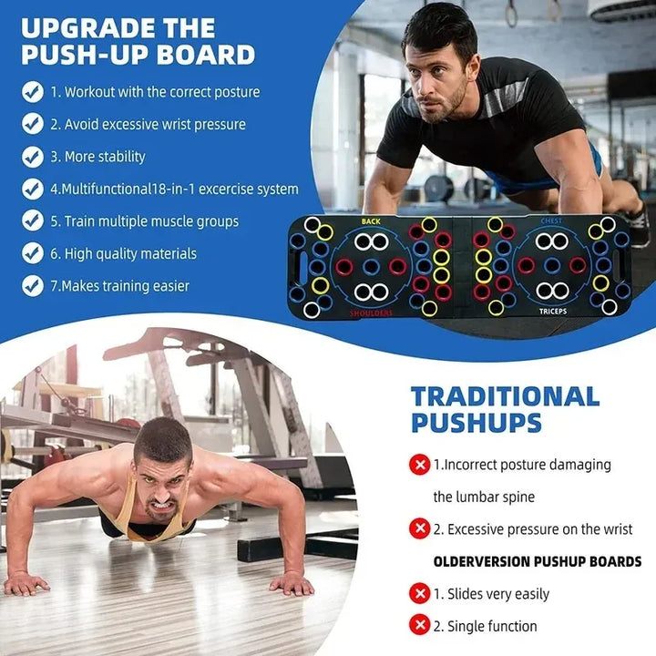 Planche d'entraînement compacte et polyvalente avec design coloré, idéal pour le renforcement musculaire à domicile.