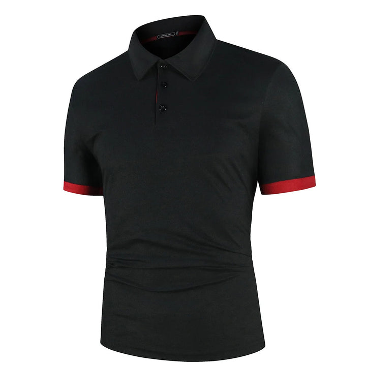 Polo classique d'été pour homme, élégant, avec tissu respirant bleu marine, idéal pour les journées chaudes et confortables.