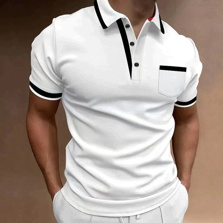 "Polo décontracté homme bleu, col classique, coton doux, idéal pour style élégant et confort au quotidien."