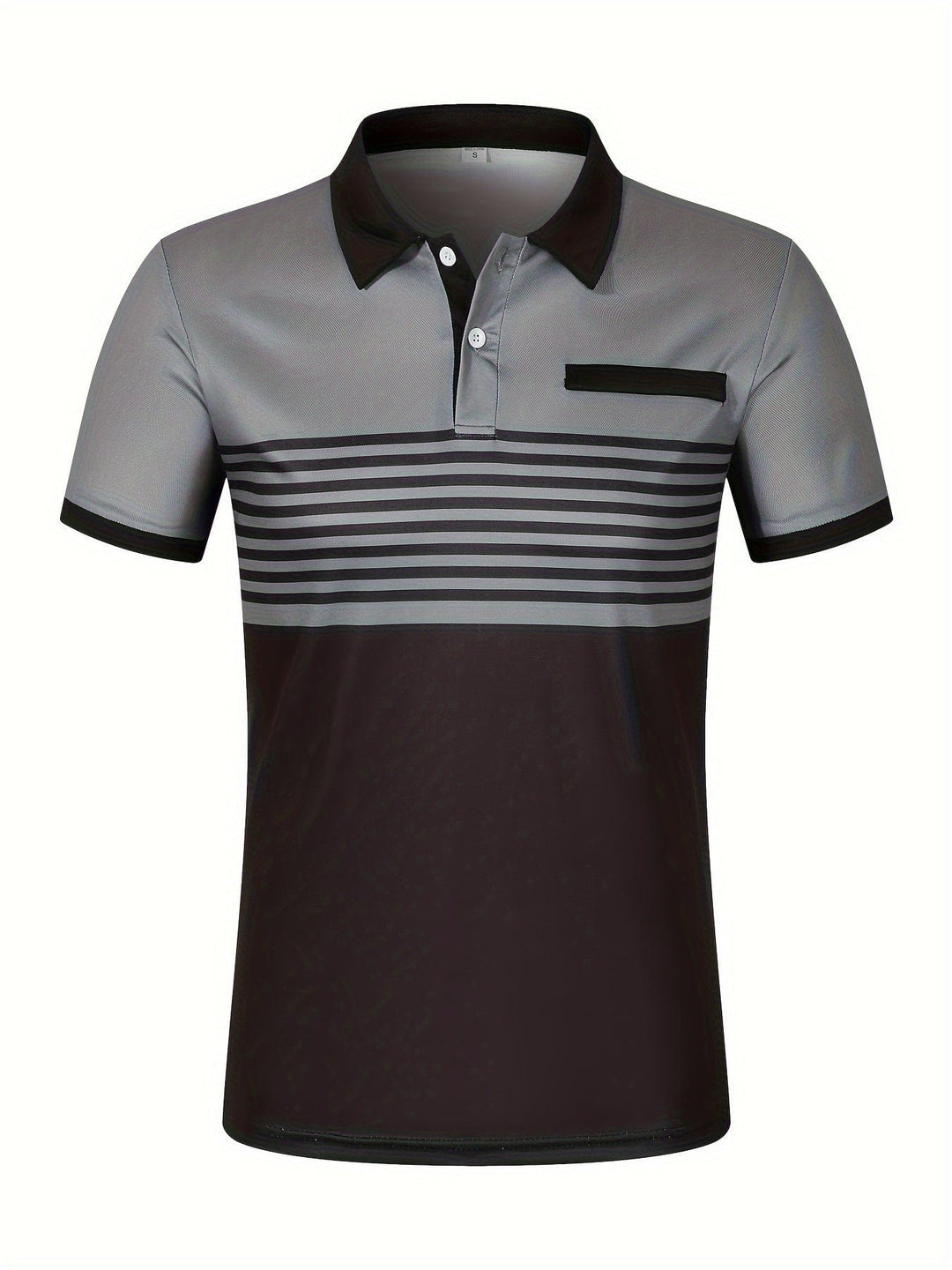 "Polo d'été homme à rayures modernes, manches courtes, look élégant et décontracté, idéal pour sorties estivales."