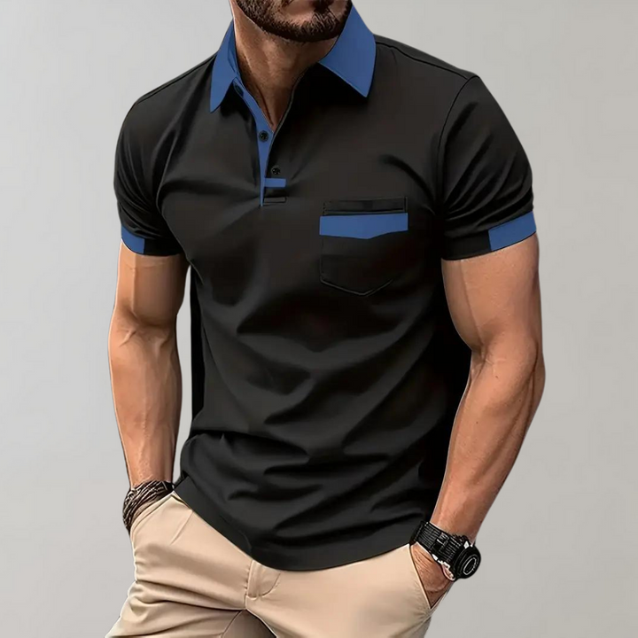 "Polo élégant pour hommes, noir, coupe moderne, tissu respirant, parfait pour style décontracté et formel, confort optimal."