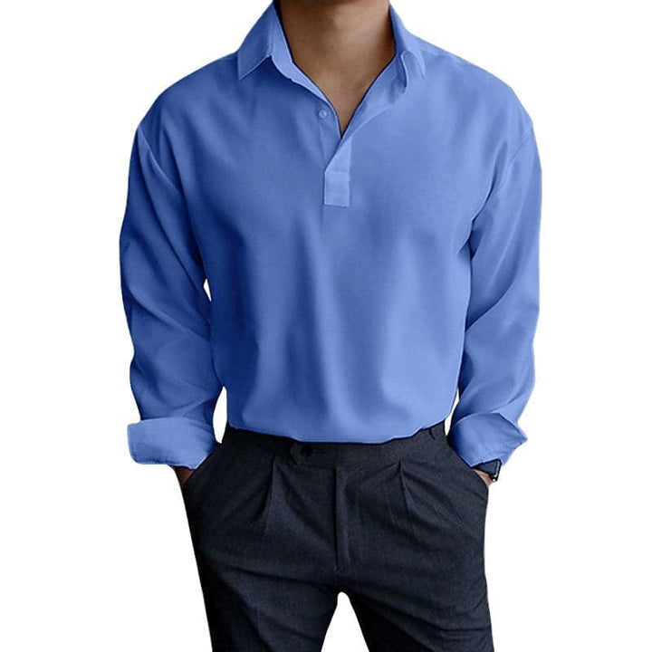 "Polo homme à manches longues, coupe ajustée, col à boutons, couleurs variées, idéal pour tenues chic et décontractées"