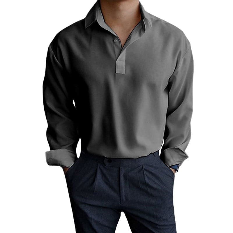 "Polo homme à manches longues, coupe ajustée, col à boutons, couleurs variées, idéal pour tenues chic et décontractées"