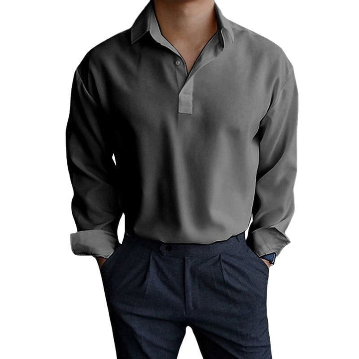 "Polo homme à manches longues, coupe ajustée, col à boutons, couleurs variées, idéal pour tenues chic et décontractées"