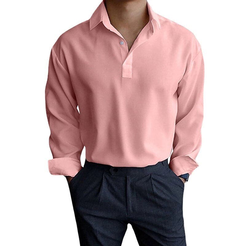 "Polo homme à manches longues, coupe ajustée, col à boutons, couleurs variées, idéal pour tenues chic et décontractées"