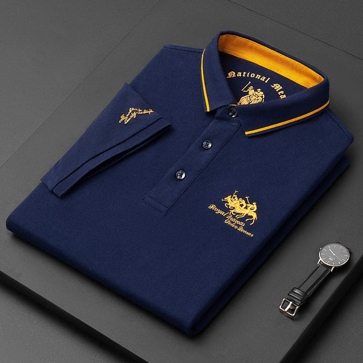 "Polo homme moderne, face avant, coupe ajustée, coton respirant, choix de couleurs élégantes pour style et confort."