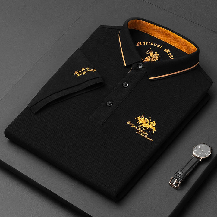 "Polo homme moderne, face avant, coupe ajustée, coton respirant, choix de couleurs élégantes pour style et confort."