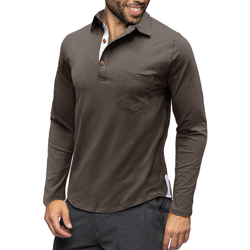 Polo homme slim fit, manches longues, coton doux, coupe ajustée, col classique, poche poitrine, idéal mi-saison.