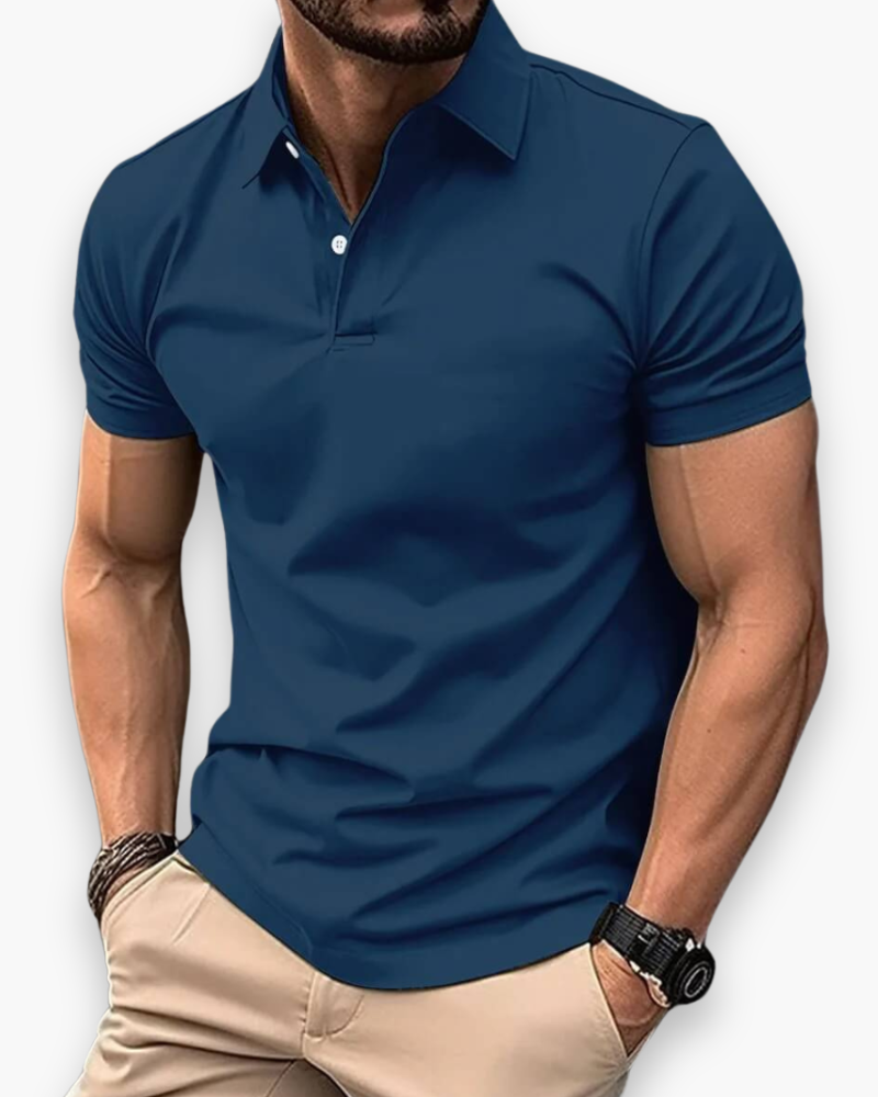 "Polo sport homme élégant polyvalent, style classique, tissu respirant, différentes couleurs visibles, idéal sport et sorties