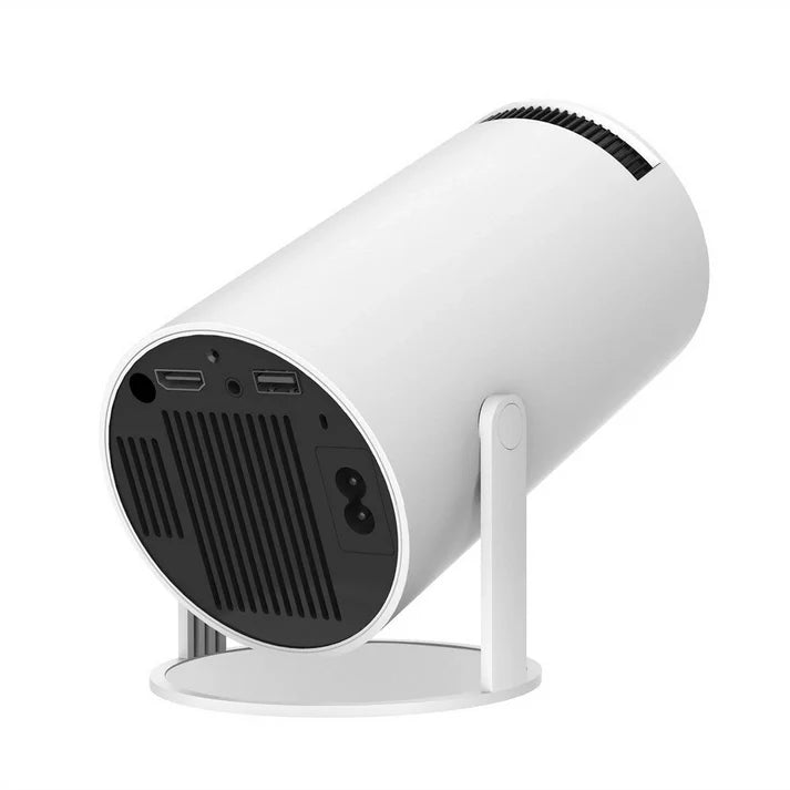 "Projecteur portable 4K HD design compact, boîtier élégant avec lentille large, parfait pour cinéma maison intérieur et extér