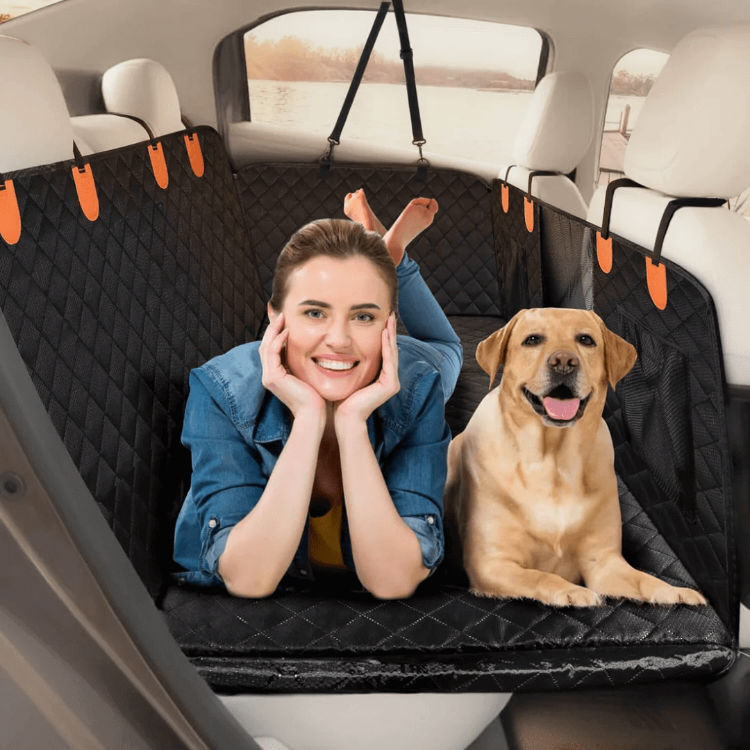 "Protecteur de siège auto pour chien imperméable, durable, fixations sécurisées pour voiture propre, adaptés toutes tailles."