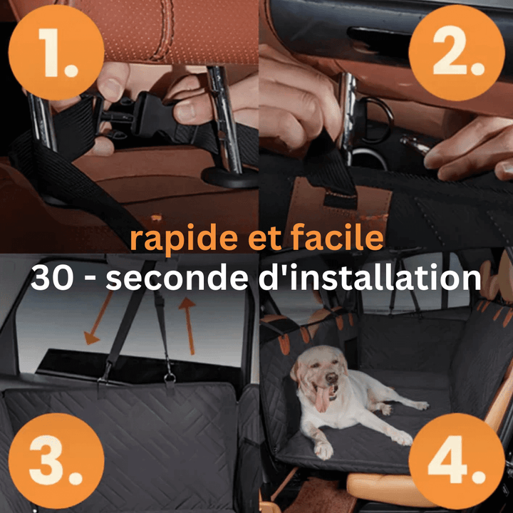 "Protecteur de siège auto pour chien imperméable, durable, fixations sécurisées pour voiture propre, adaptés toutes tailles."