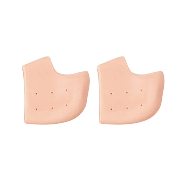 "Protège talon silicone transparent flexible, vue de dessus, accessoire confort pour femmes, adaptable à toutes chaussures"