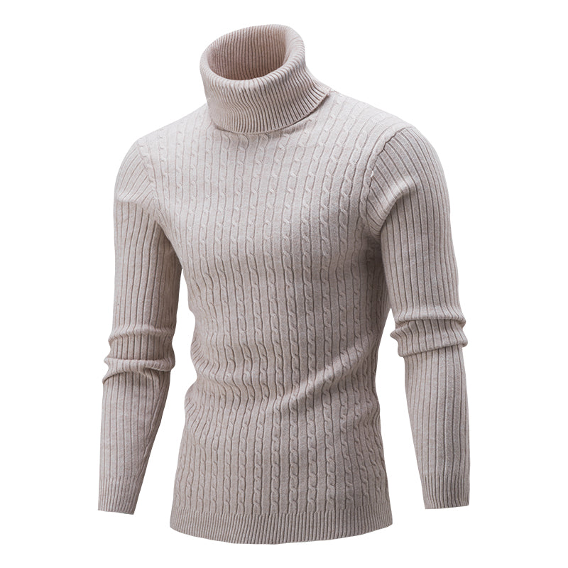 "Pull col roulé homme élégant et chaud, design sophistiqué, parfait pour l'hiver, couleur unie, convient à toutes occasions."
