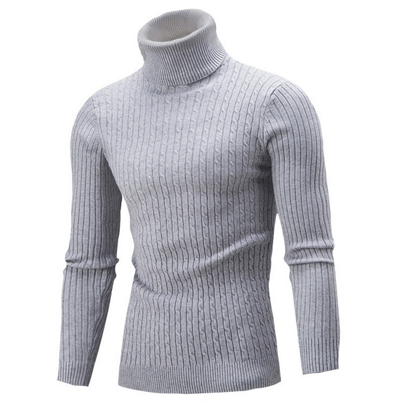 "Pull col roulé homme élégant et chaud, design sophistiqué, parfait pour l'hiver, couleur unie, convient à toutes occasions."