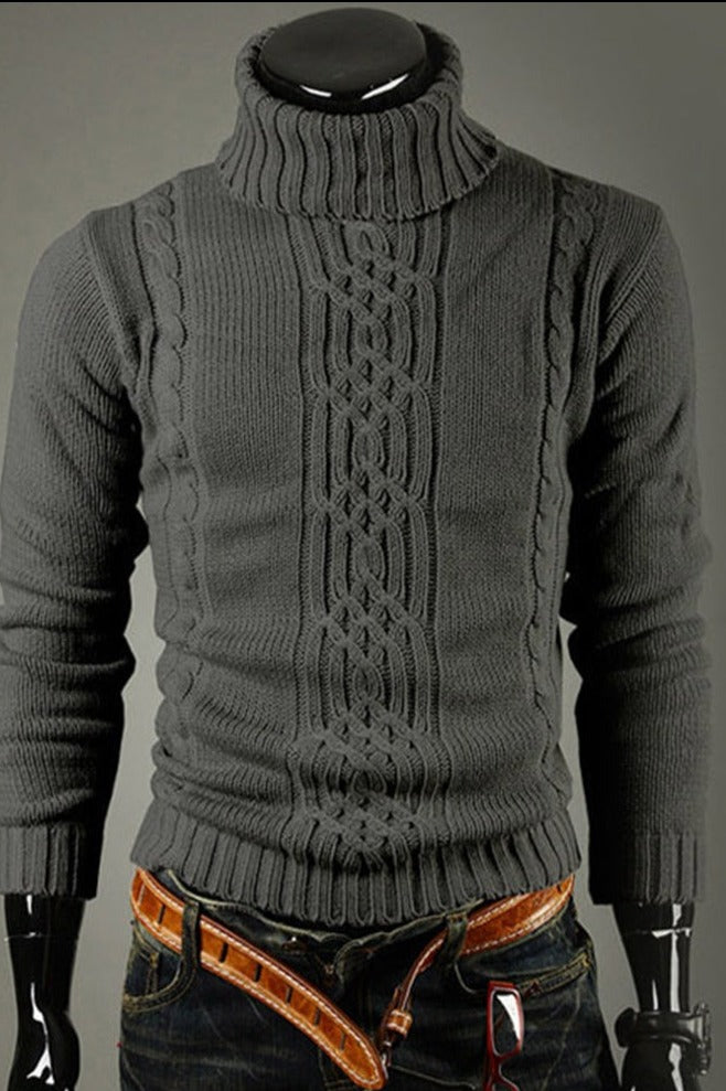 "Pull col roulé homme élégant et chaud, design sophistiqué, parfait pour l'hiver, couleur unie, convient à toutes occasions."