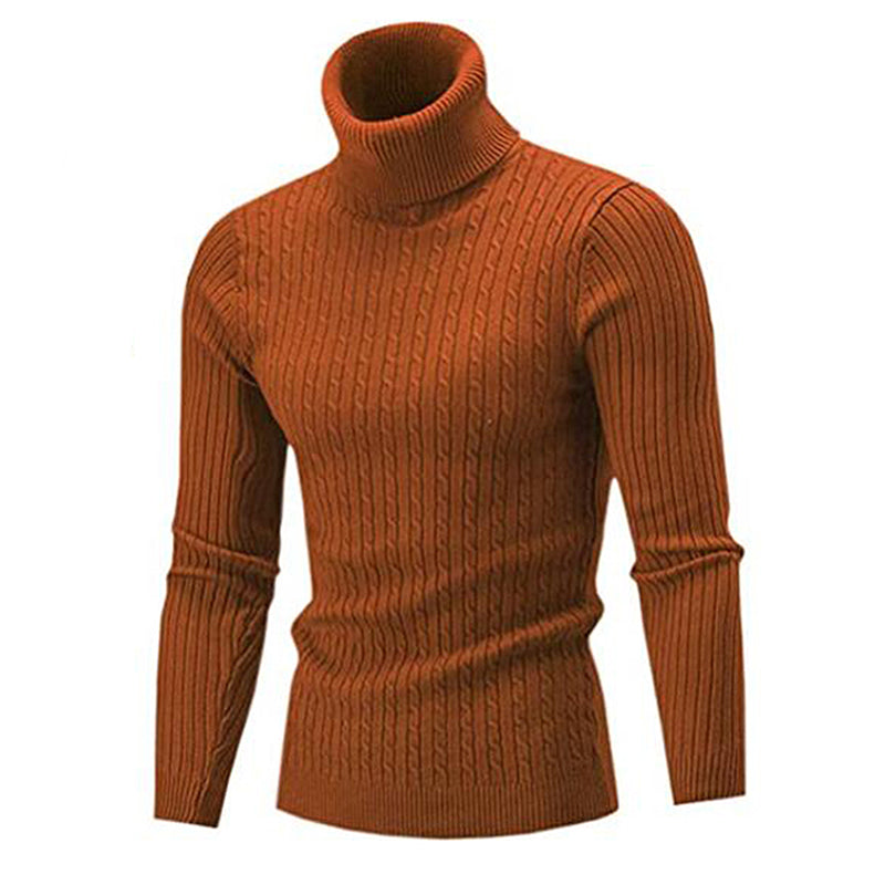 "Pull col roulé homme élégant et chaud, design sophistiqué, parfait pour l'hiver, couleur unie, convient à toutes occasions."