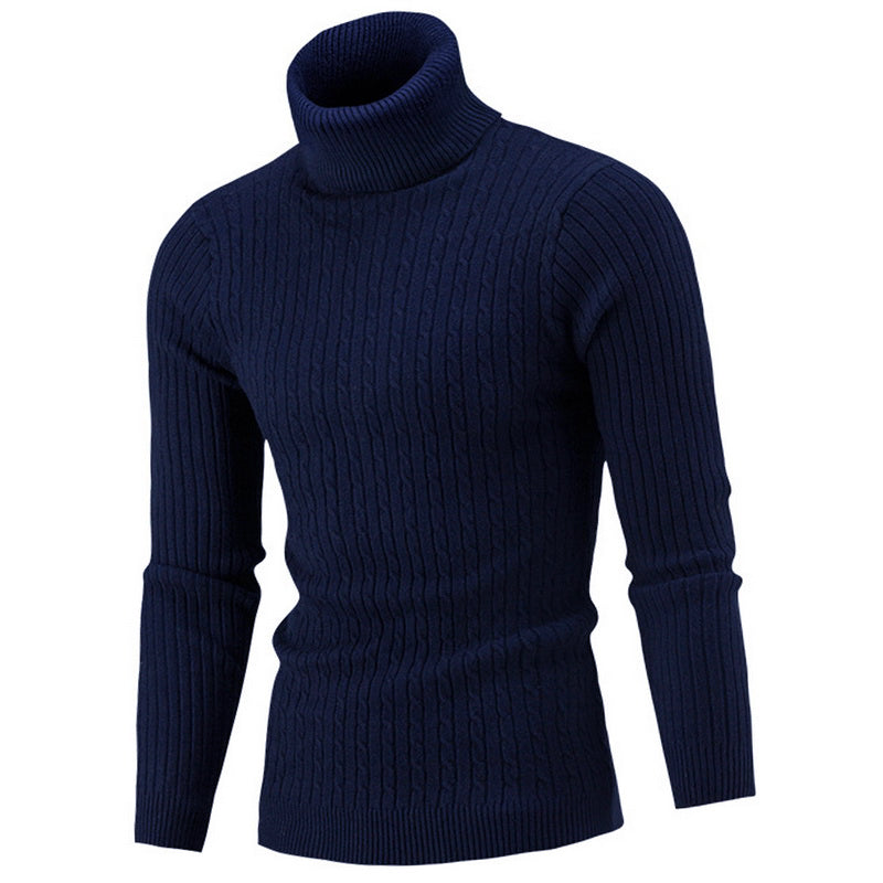 "Pull col roulé homme élégant et chaud, design sophistiqué, parfait pour l'hiver, couleur unie, convient à toutes occasions."
