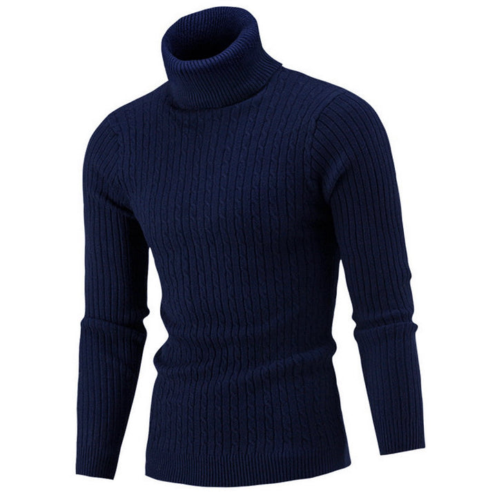 "Pull col roulé homme élégant et chaud, design sophistiqué, parfait pour l'hiver, couleur unie, convient à toutes occasions."