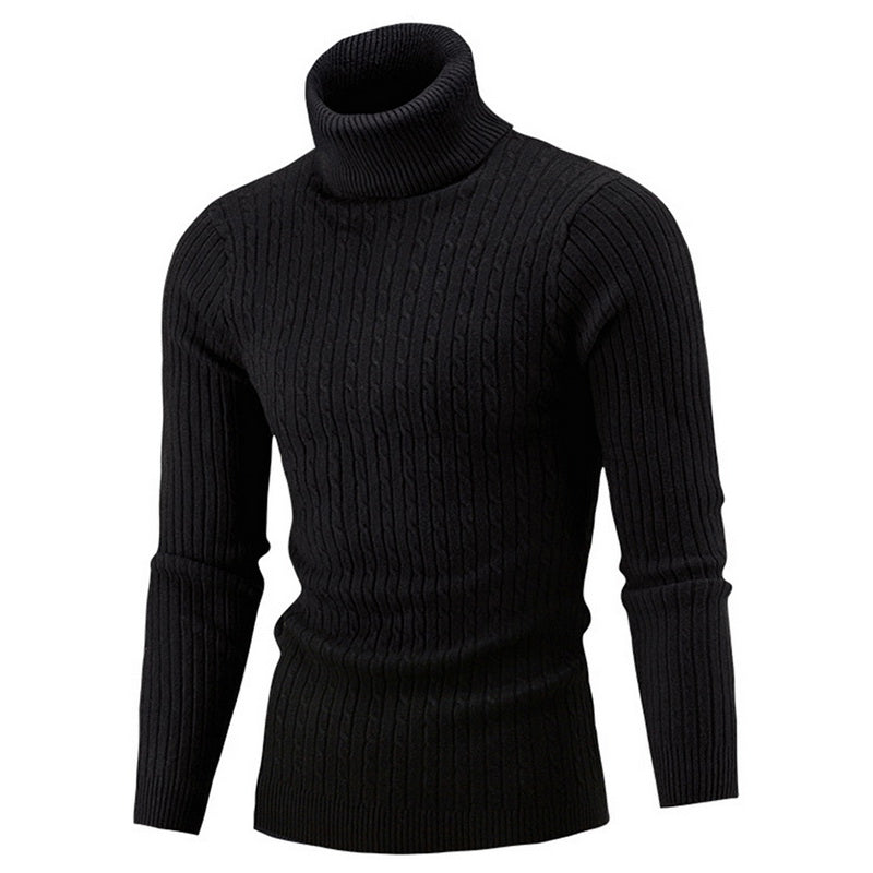 "Pull col roulé homme élégant et chaud, design sophistiqué, parfait pour l'hiver, couleur unie, convient à toutes occasions."