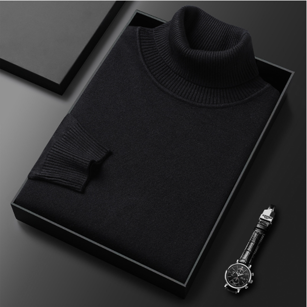 "Pull col roulé homme élégant et confortable, tissu doux, couleur bleu, design polyvalent pour toutes occasions."