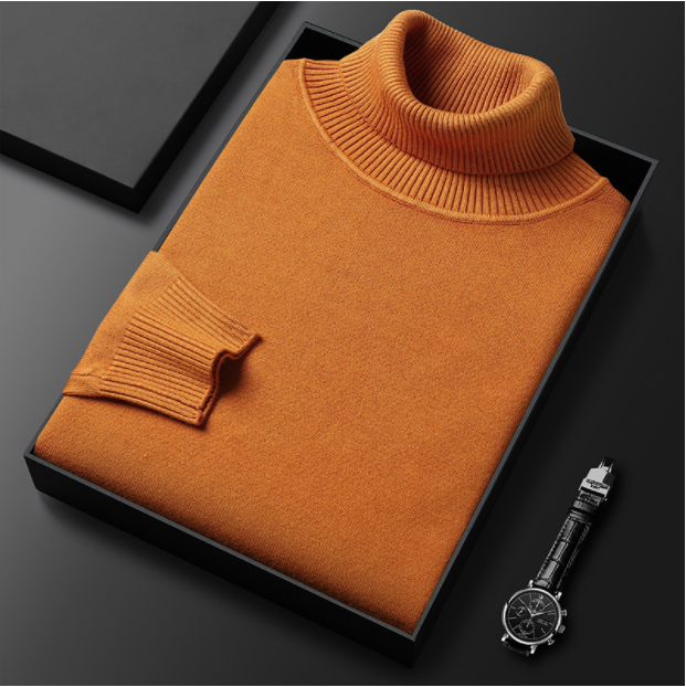 "Pull col roulé homme élégant et confortable, tissu doux, couleur bleu, design polyvalent pour toutes occasions."