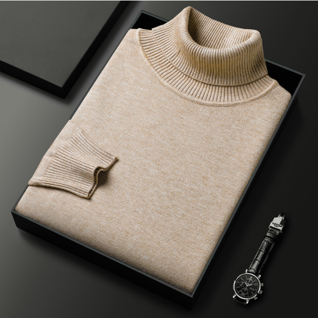 "Pull col roulé homme élégant et confortable, tissu doux, couleur bleu, design polyvalent pour toutes occasions."