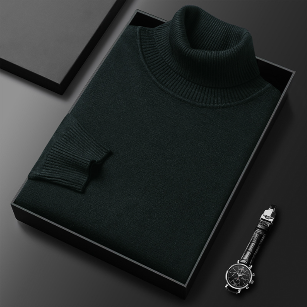 "Pull col roulé homme élégant et confortable, tissu doux, couleur bleu, design polyvalent pour toutes occasions."