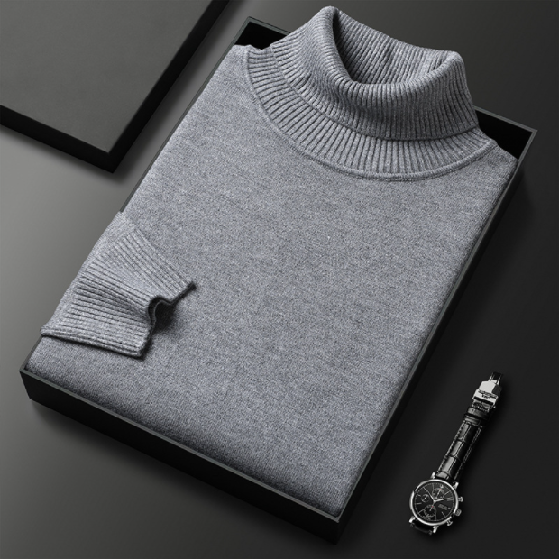 "Pull col roulé homme élégant et confortable, tissu doux, couleur bleu, design polyvalent pour toutes occasions."