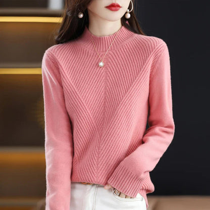 Pull élégant moderne pour femme, beige à bleu, style polyvalent et confortable, idéal pour toutes les saisons et occasions.