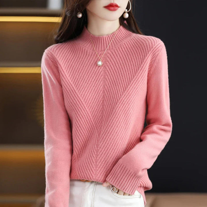 Pull élégant moderne pour femme, beige à bleu, style polyvalent et confortable, idéal pour toutes les saisons et occasions.