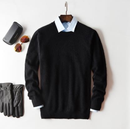Pull en cachemire pour homme, couleur unie, texture douce, col rond, manches longues, élégance et confort haut de gamme.