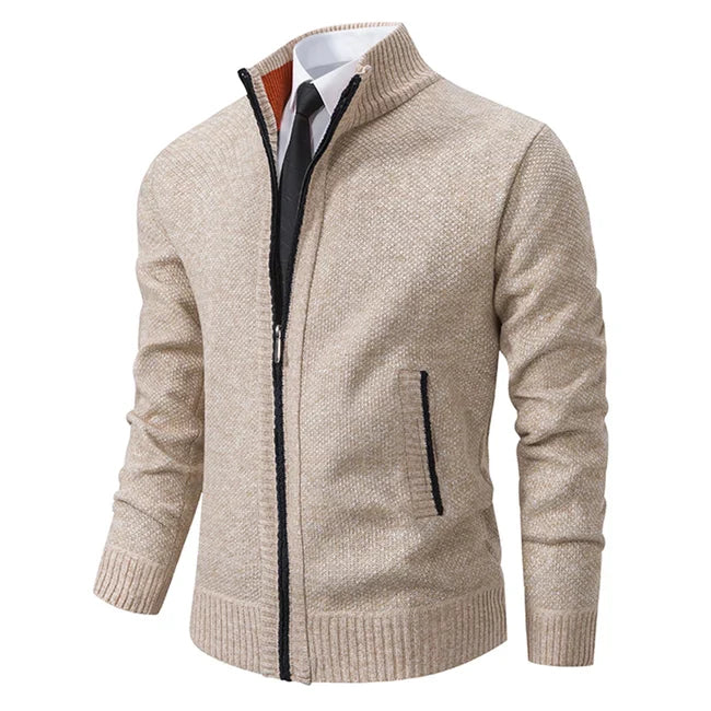"Pull en maille uni avec col montant, élégant et chaud, pour femmes, en beige, bleu gris ou café, tailles XS à 3XL."