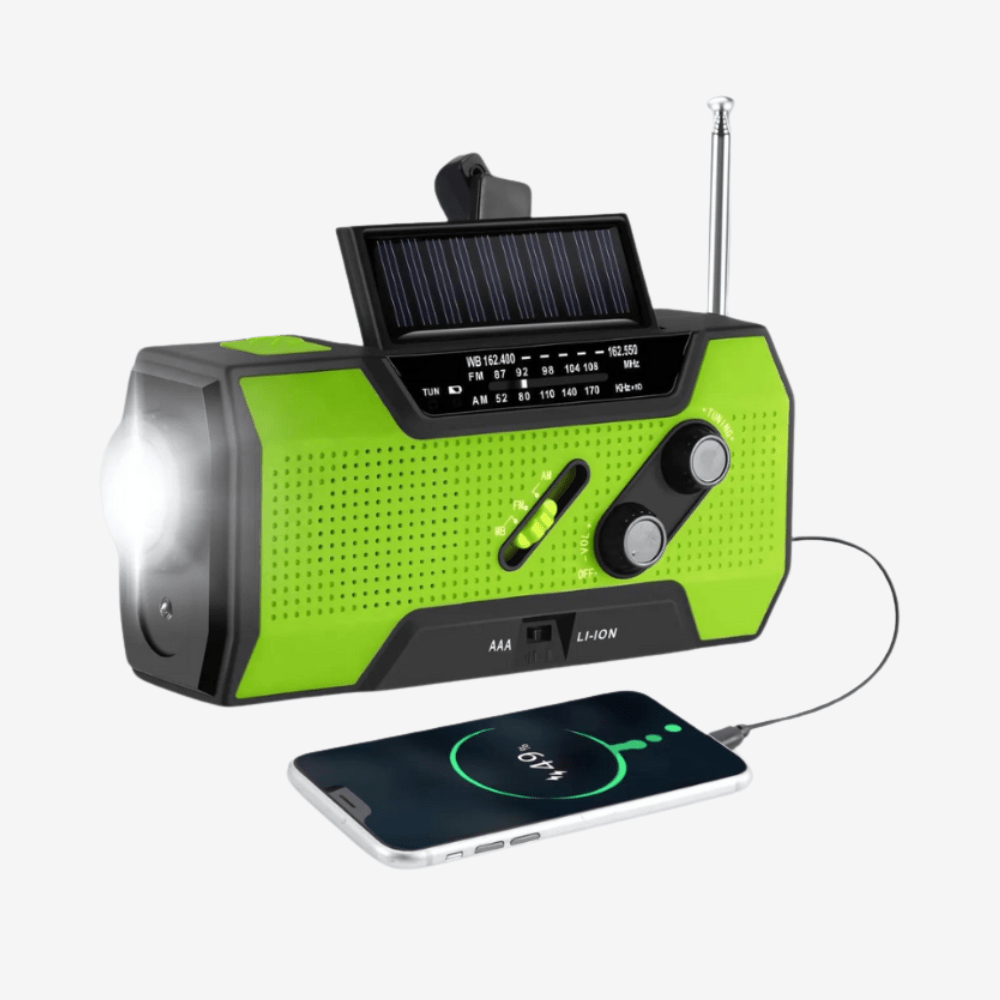 "Radio de survie rechargeable multifonctionnelle avec lampe et alarme SOS pour aventure en plein air et urgence"