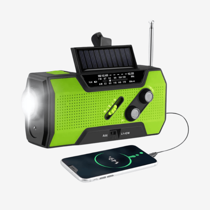 "Radio de survie rechargeable multifonctionnelle avec lampe et alarme SOS pour aventure en plein air et urgence"