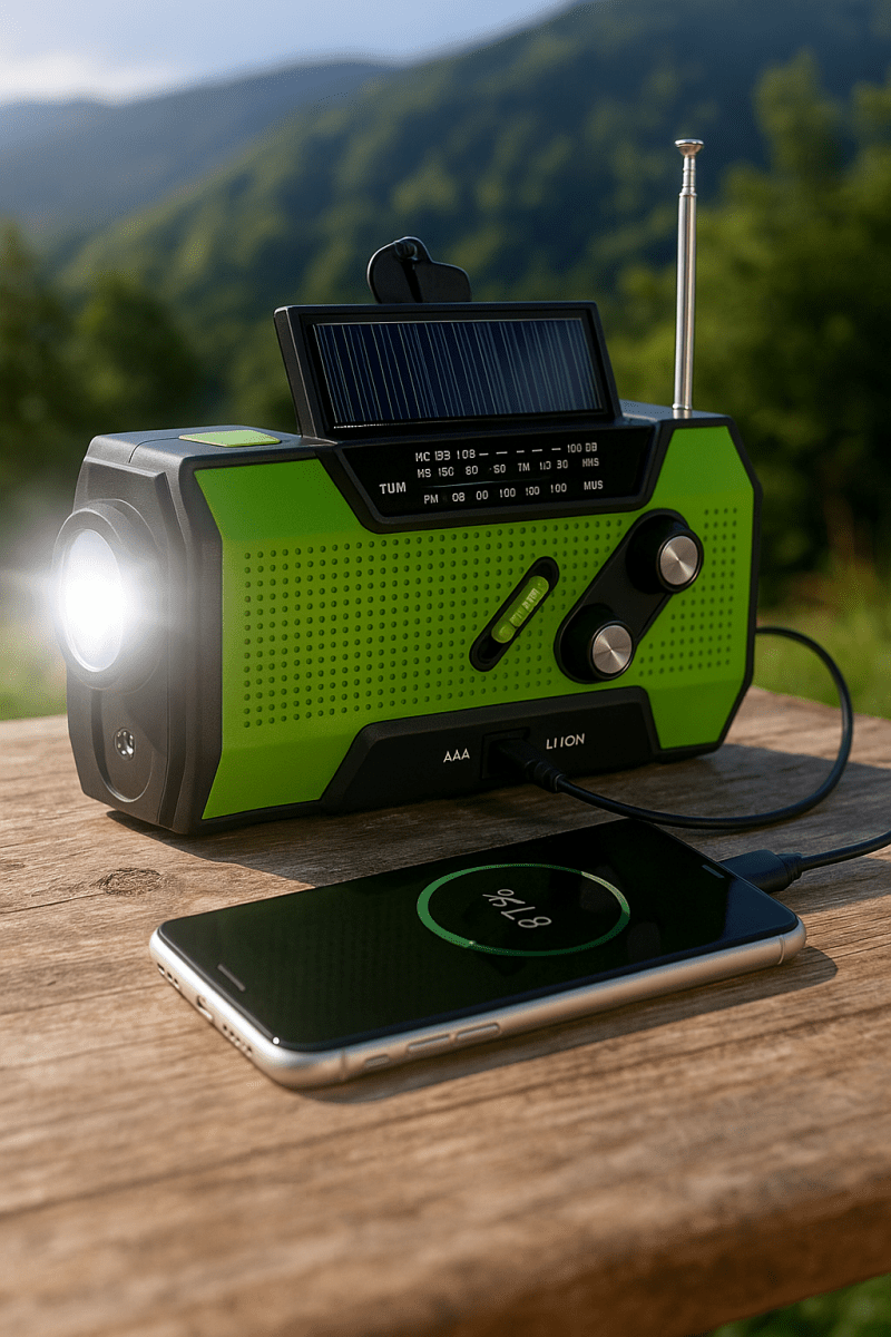 "Radio de survie rechargeable multifonctionnelle avec lampe et alarme SOS pour aventure en plein air et urgence"