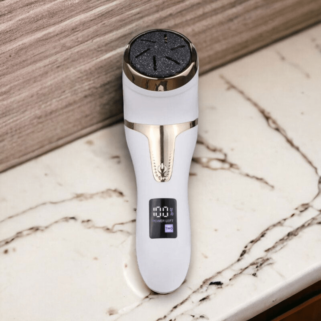 "Râpe à pieds électrique rechargeable, enlève callosités, pieds doux, design ergonomique, noir ou blanc"