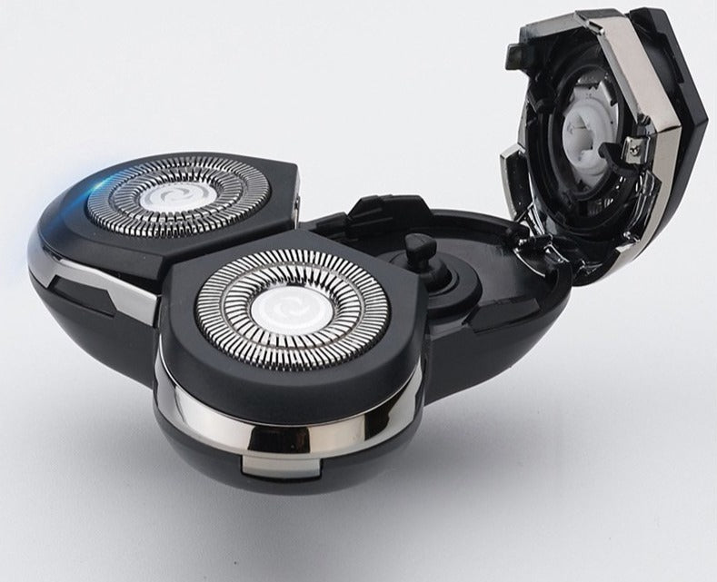 "Rasoir électrique rechargeable élégant, utilisable à sec et humide, design moderne et ergonomique, étanche IPX7."