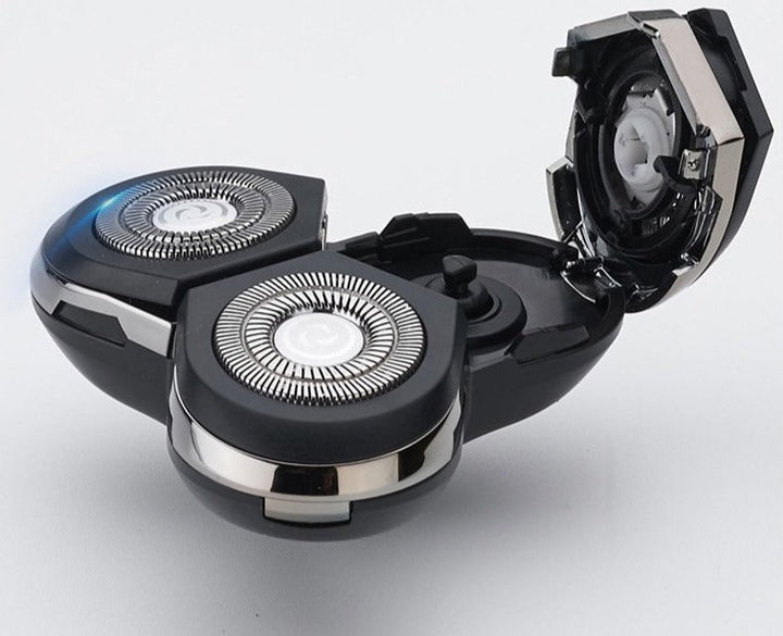"Rasoir électrique rechargeable élégant, utilisable à sec et humide, design moderne et ergonomique, étanche IPX7."