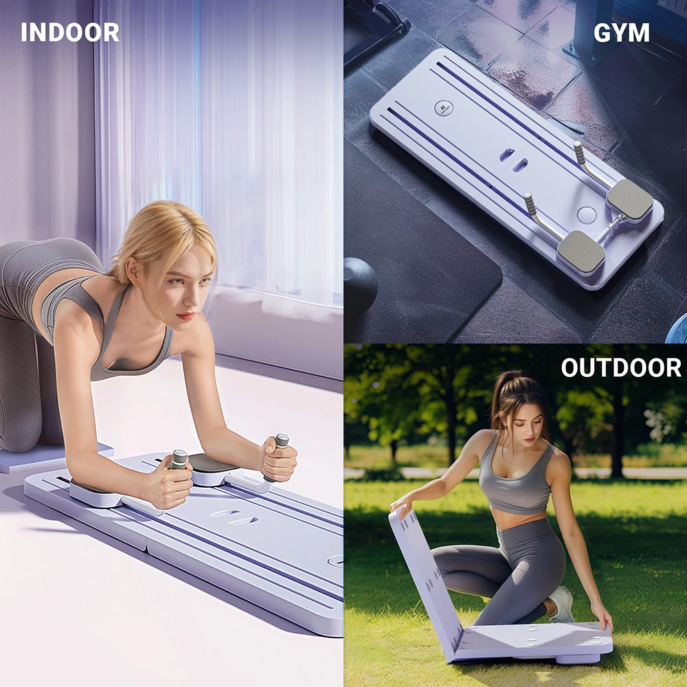 Réformateur Pilates compact noir pour maison, tonification et souplesse, élastiques résistants, usage débutant à avancé.