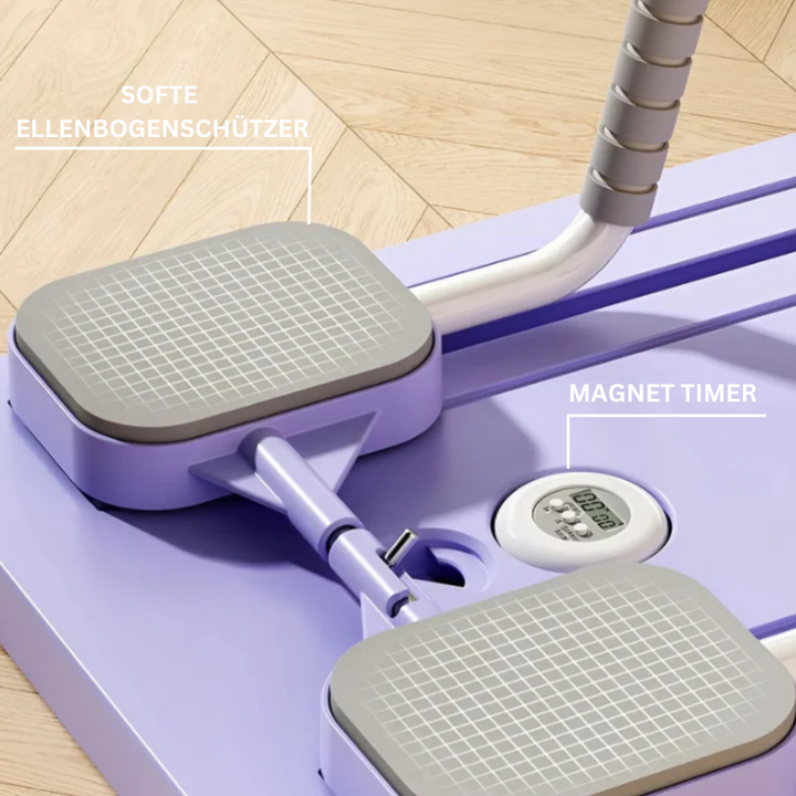 Réformateur Pilates compact noir pour maison, tonification et souplesse, élastiques résistants, usage débutant à avancé.