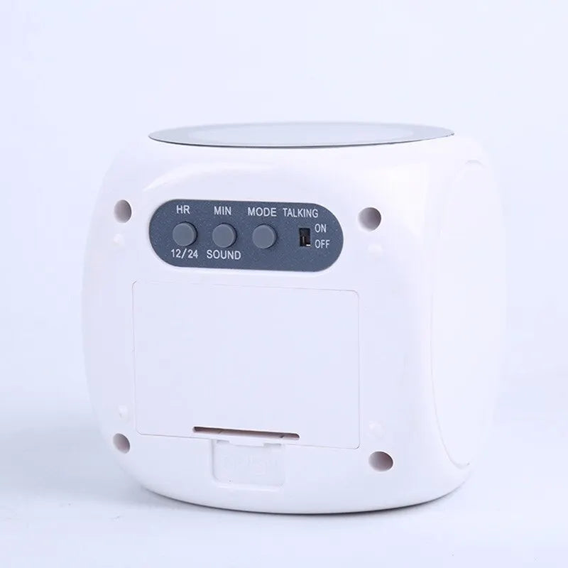"Réveil numérique LED ProjecTime avec projection horaire sur mur, design compact moderne, écran lumineux."