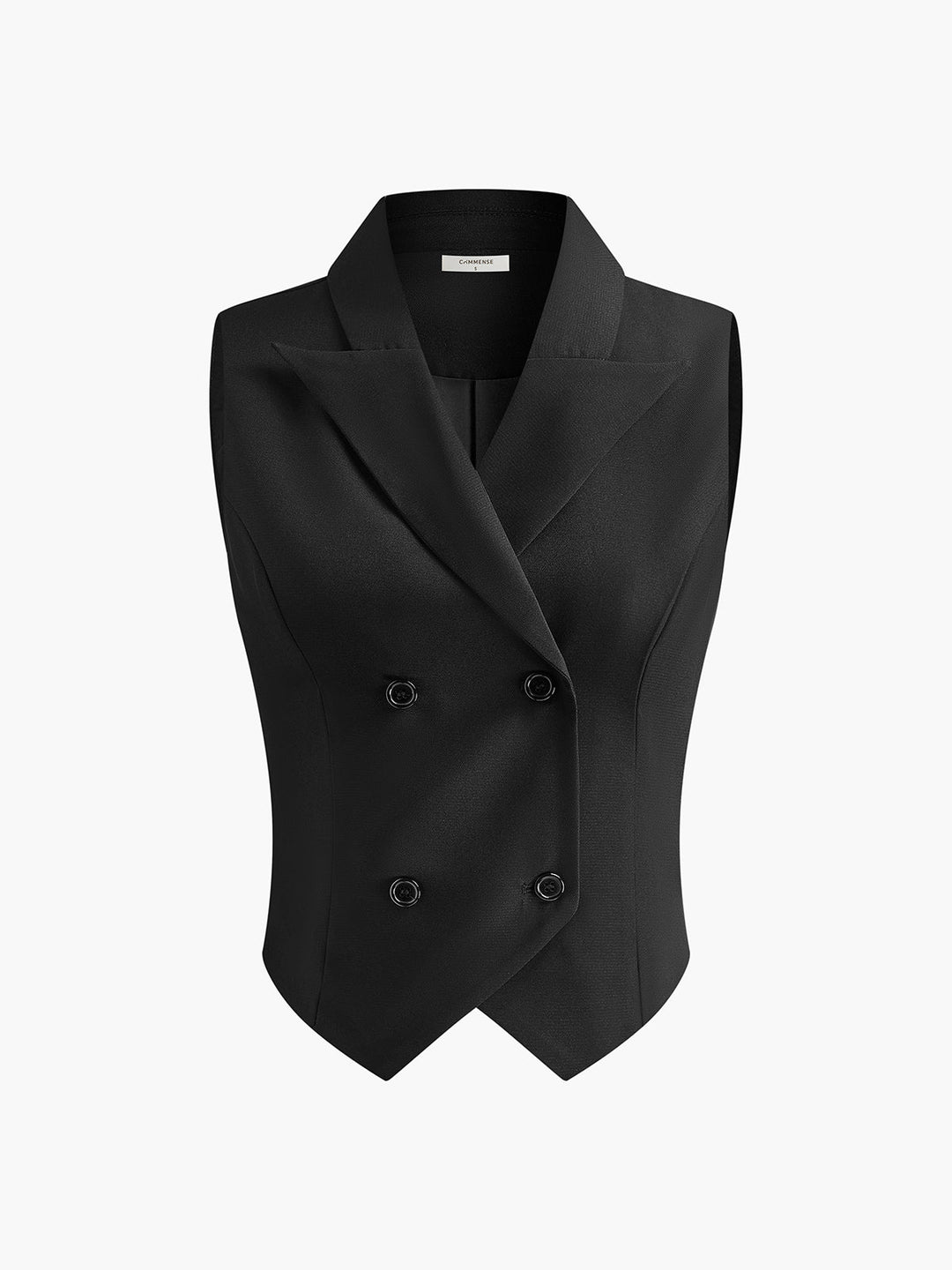 "Robe blazer sans manches élégante, design plissé chic, coupe ajustée, col à revers, parfaite pour occasions spéciales."