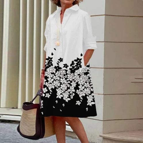 "Robe chemise unie pour femme, coupe élégante et décontractée, disponible en plusieurs couleurs vives."