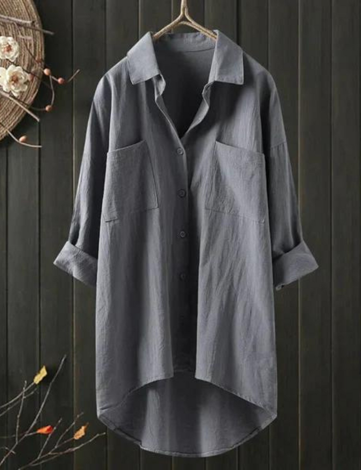 "Robe chemisier d'été Angélique élégante et confortable, coupe fluide décontractée, idéale pour toutes morphologies et occasi