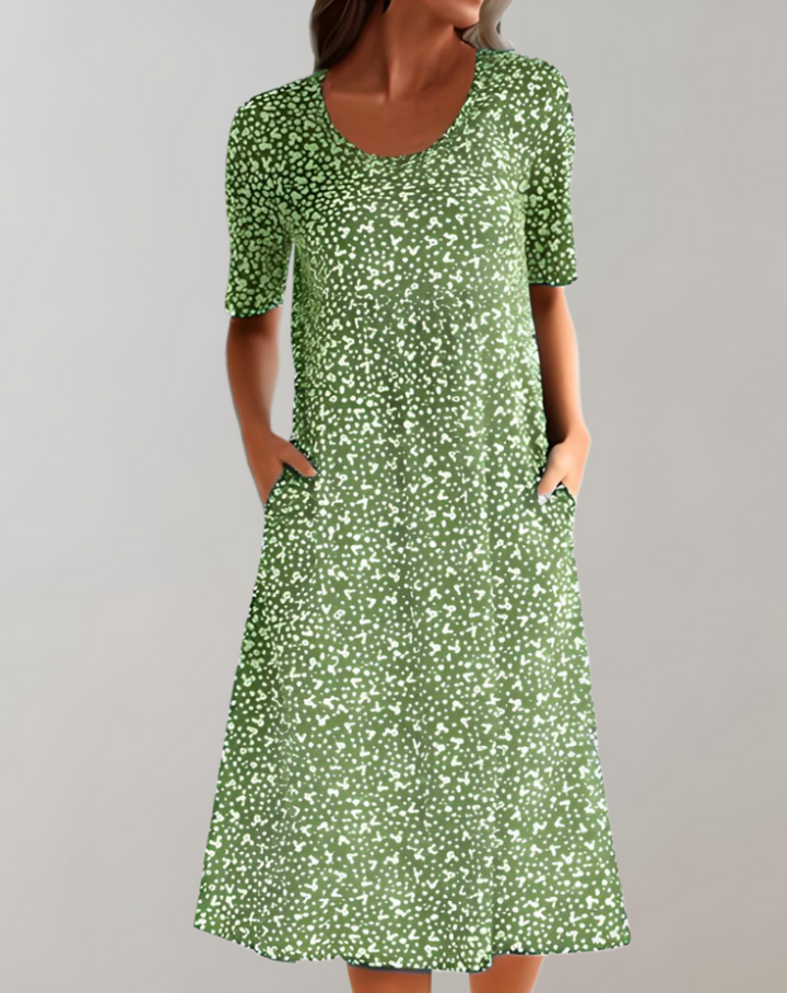 "Robe d'été légère femmes, encolure en V, coupe fluide, idéale pour les journées chaudes, style décontracté et élégant."