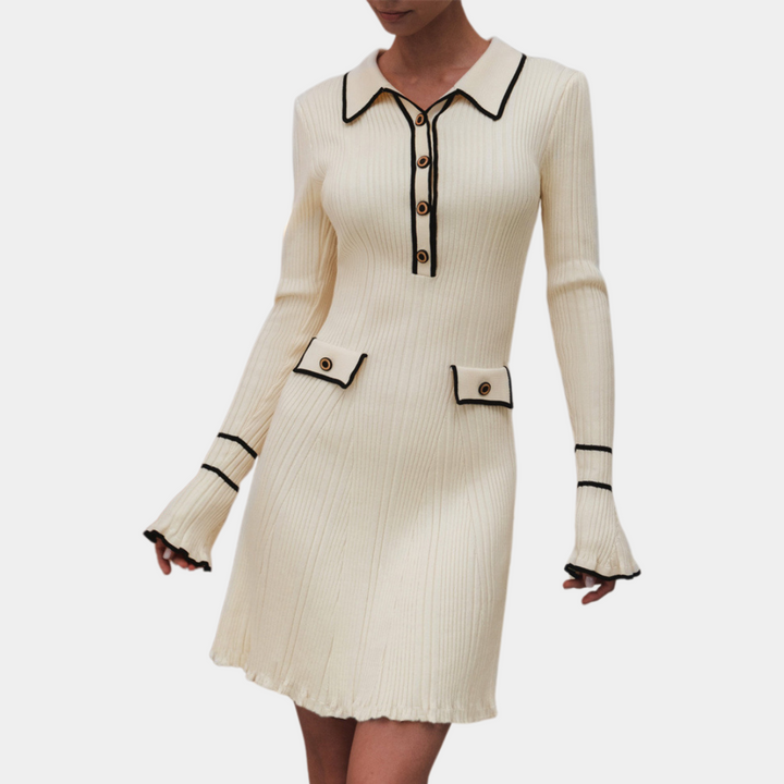 "Robe élégante femme manches longues abricot silhouette gracieuse"