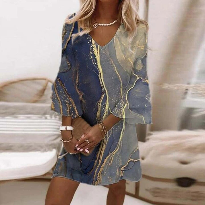 Robe élégante imprimée Anaïs, coupe flatteuse pour femme moderne, design chic, valorise la silhouette, confort toute la journ