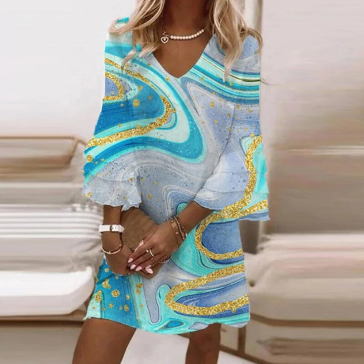 Robe élégante imprimée Anaïs, coupe flatteuse pour femme moderne, design chic, valorise la silhouette, confort toute la journ
