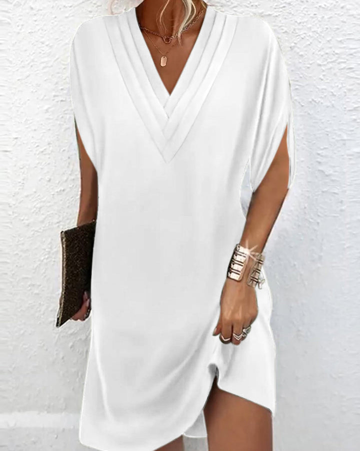 "Robe élégante manches fendues, style moderne, tailles 2XL-3XL, tissu doux et design sophistiqué, idéale pour diverses occasi